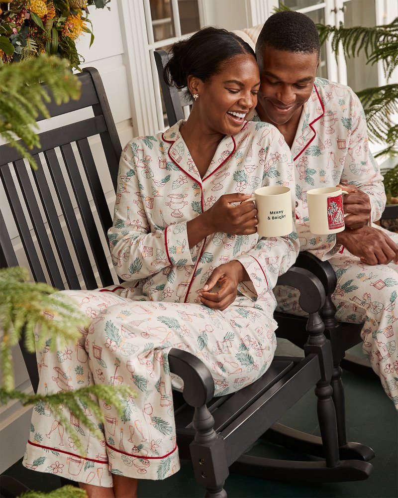 Big & Tall Men's Holiday Drinks Matching Flannel Pajama Set