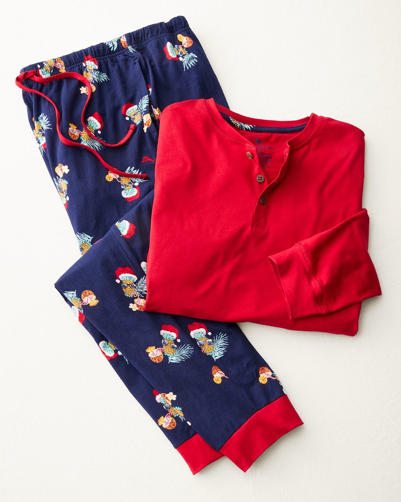 Big & Tall Men's Pineapple Santa Matching Pajama Set