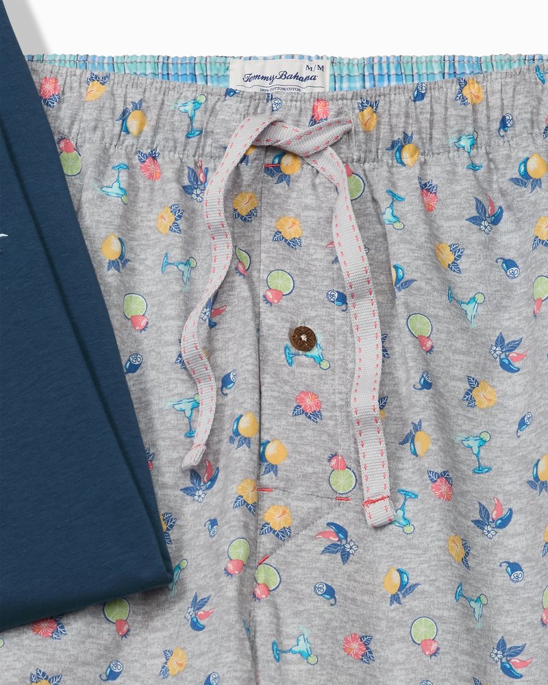 Big & Tall Jersey T-Shirt & Poplin Tropic Print Shorts Pajama Set