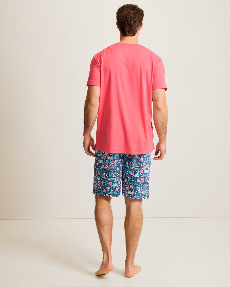 Jersey T-Shirt & Poplin Tropic Print Shorts Pajama Set