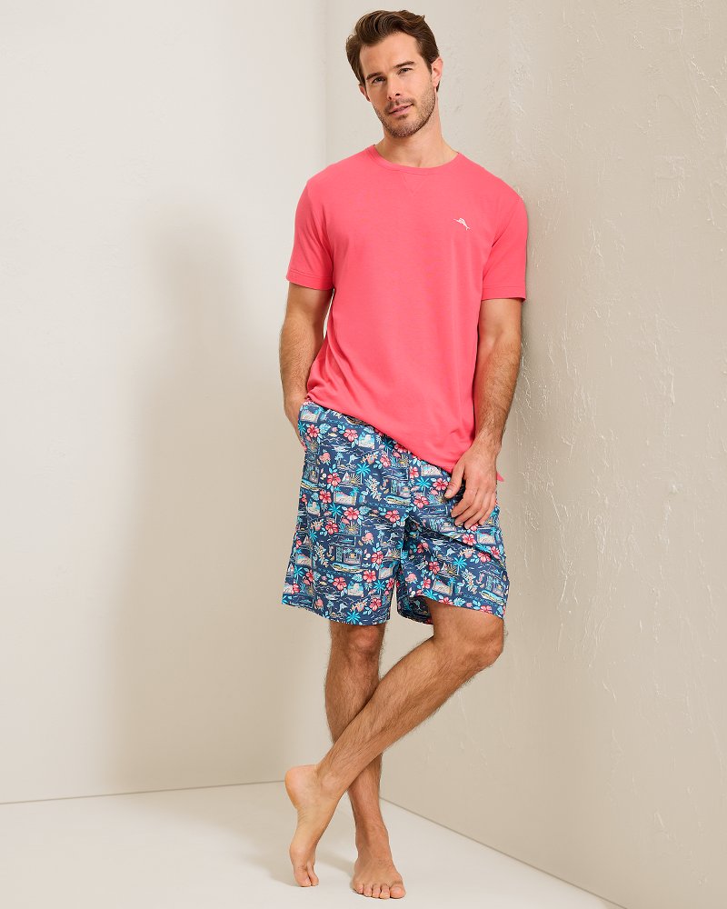 Jersey T-Shirt & Poplin Tropic Print Shorts Pajama Set