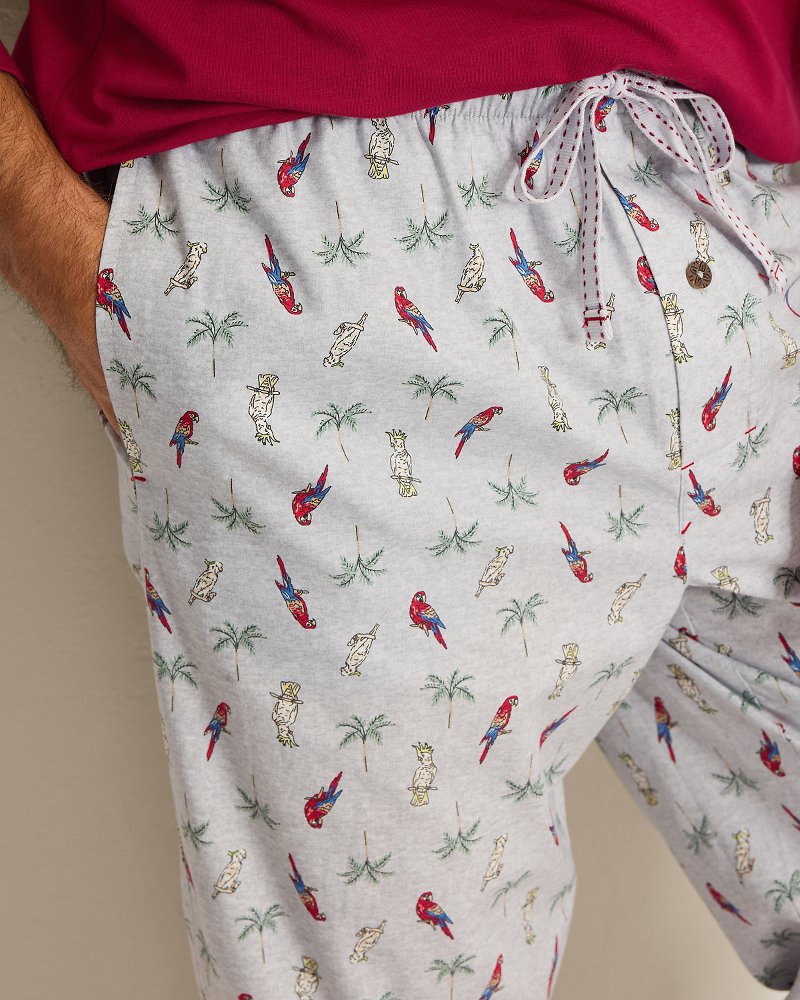 Big & Tall Etched Tropics Long-Sleeve T-Shirt & Poplin Pants Pajama Set