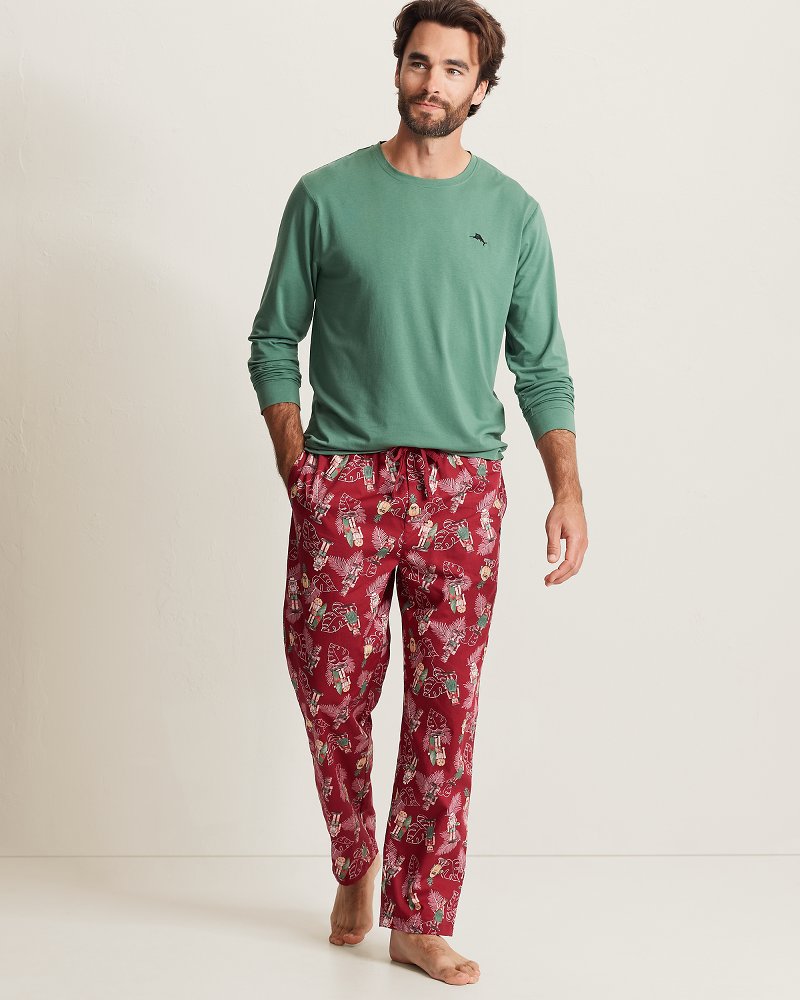 Etched Tropics Long-Sleeve T-Shirt & Poplin Pants Pajama Set