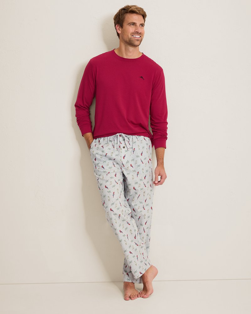 Etched Tropics Long-Sleeve T-Shirt & Poplin Pants Pajama Set