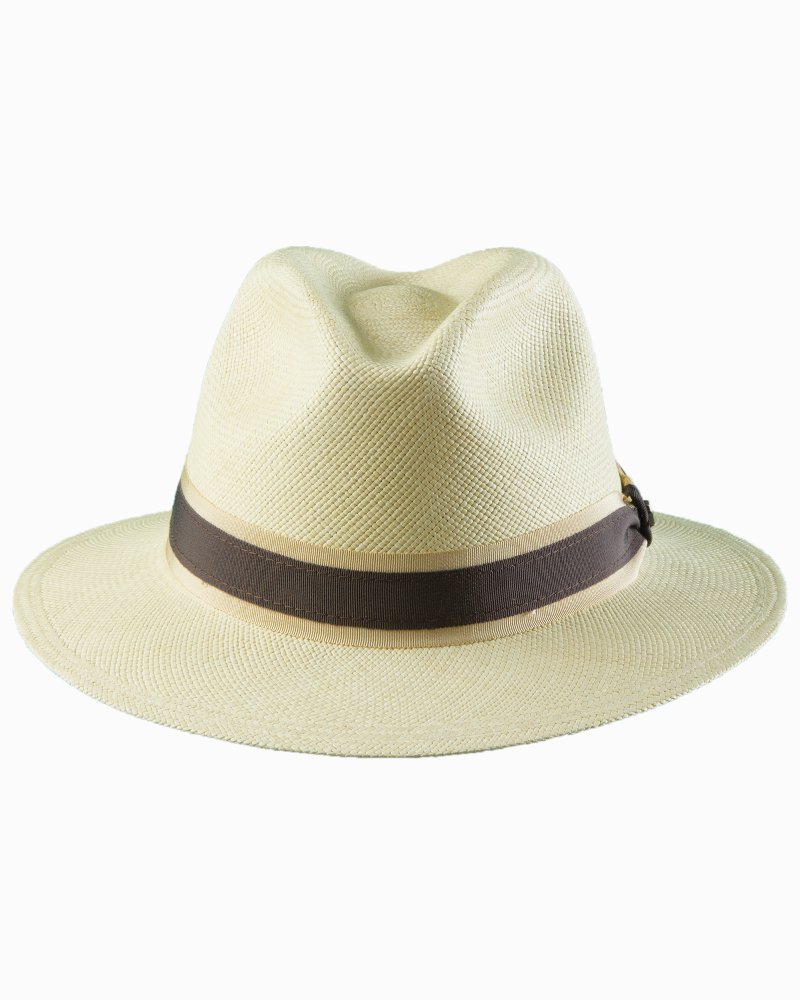 TOMMY BAHAMA FREE * MENS PANAMA STRAW FEDORA HAT * NEW VENTED OUTBACK SUN  GOLF