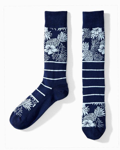 Pineapple Palm Coast Striped Socks
