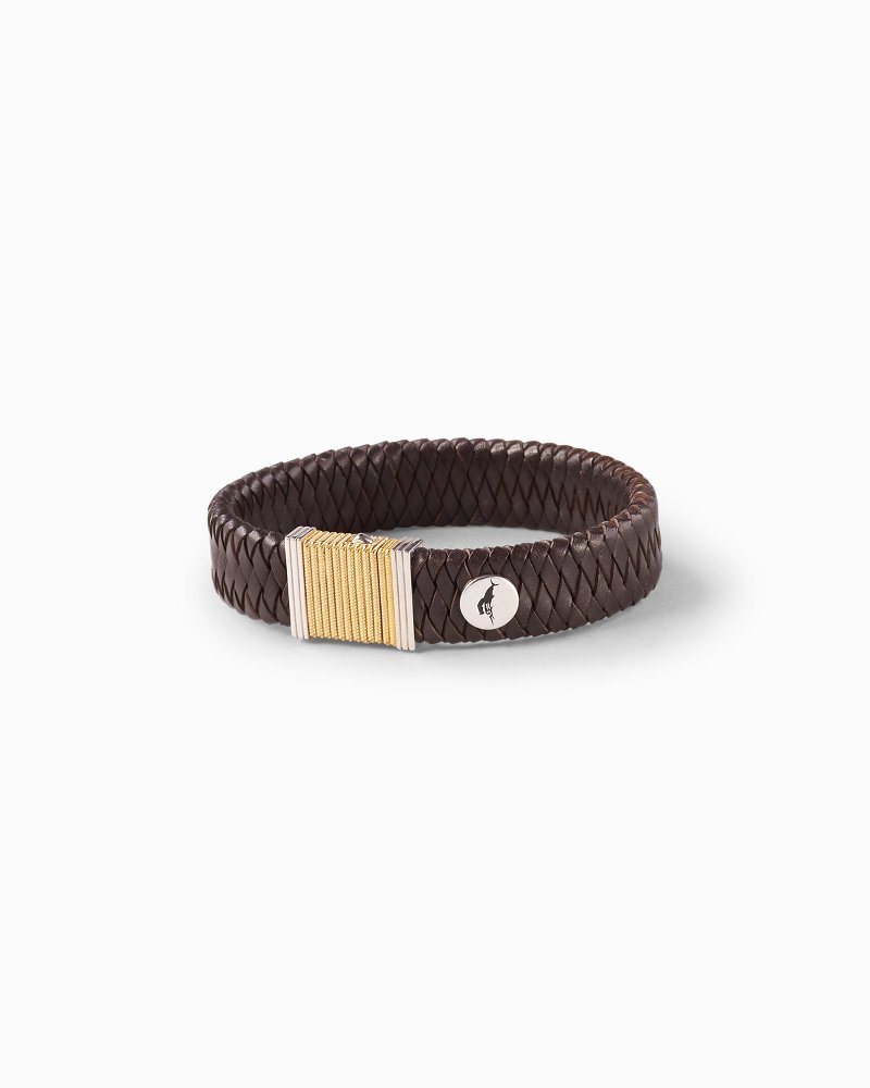 Woven Leather & Gold-Plated Bracelet