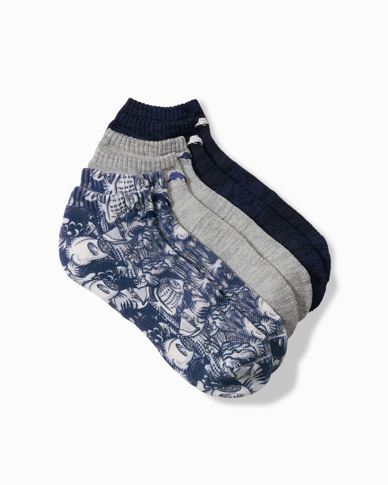 IslandZone Botanical Blues Athletic Socks - 3 Pack