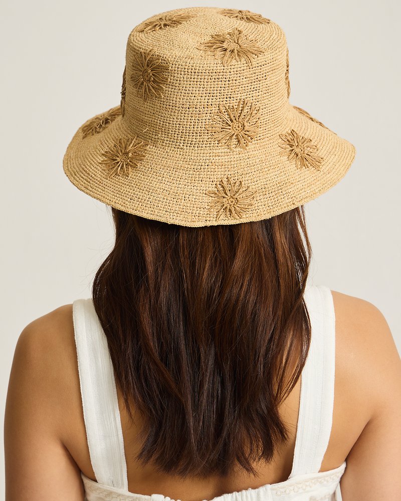 Thumbnail for Crochet Raffia Embroidered Flower Bucket Hat