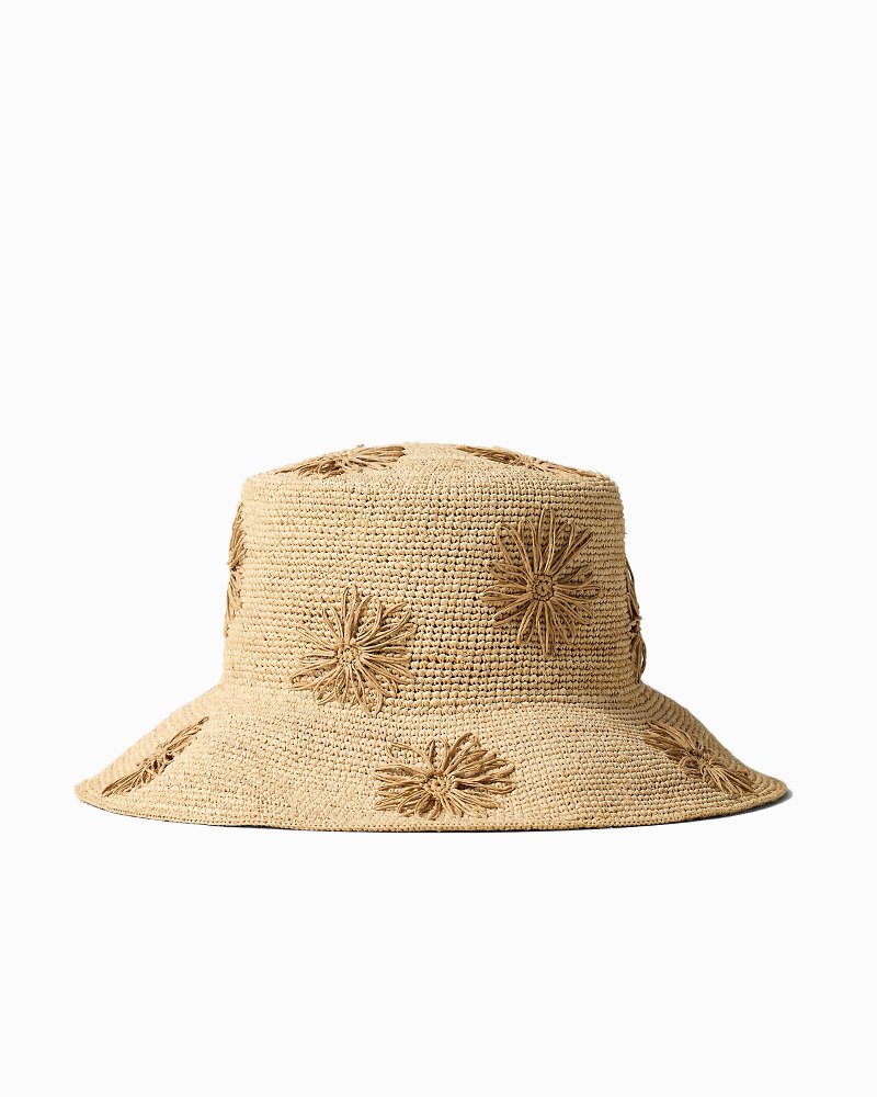 Thumbnail for Crochet Raffia Embroidered Flower Bucket Hat