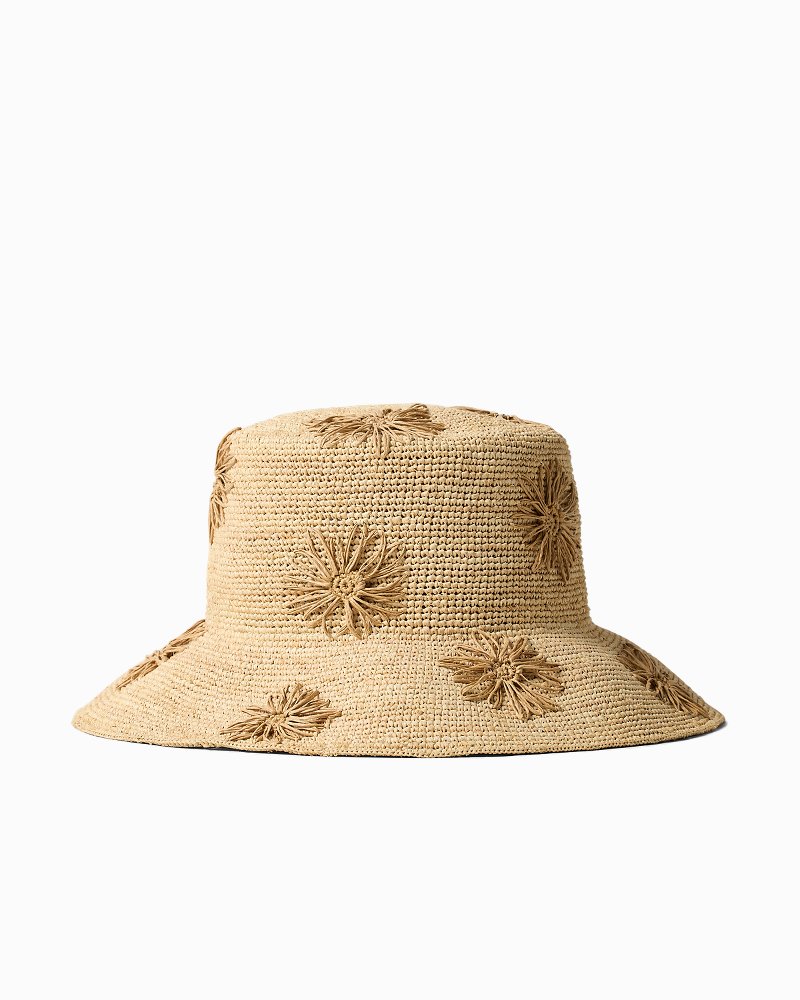 Thumbnail for Crochet Raffia Embroidered Flower Bucket Hat
