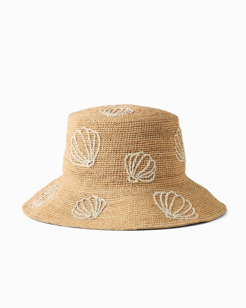 Shell Raffia Bucket Hat