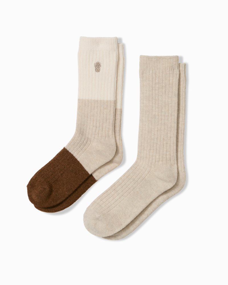 Cashmere-Blend Rib Colorbock Socks - 2-Pack