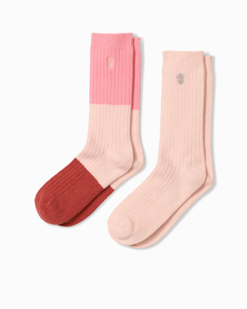Cashmere-Blend Rib Colorbock Socks - 2-Pack