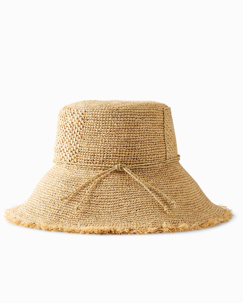 Teagan Crochet Raffia Packable Bucket Hat