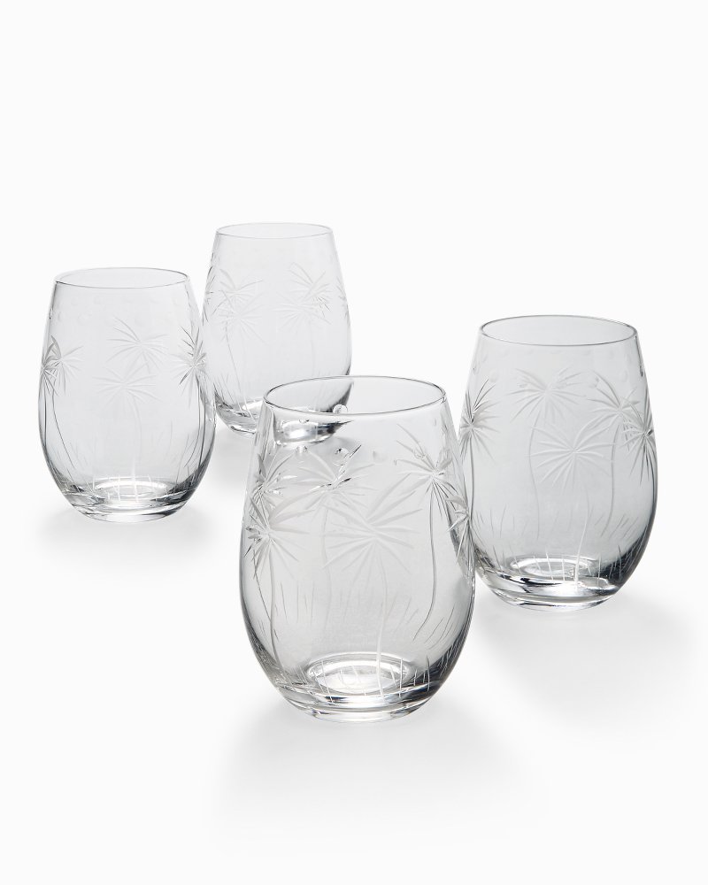 Tommy Bahama Etched Palm Martini Glasses - Set of 2 - 8.3 tall