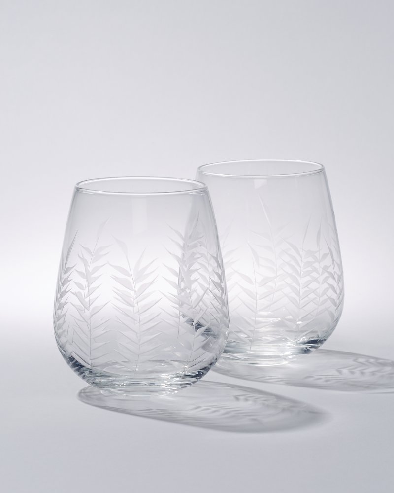 2 Stemless White Wine Glass Set - Design: HH1 - Everything Etched