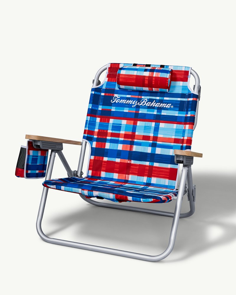 Plaid Print Deluxe Backpack Beach Chair