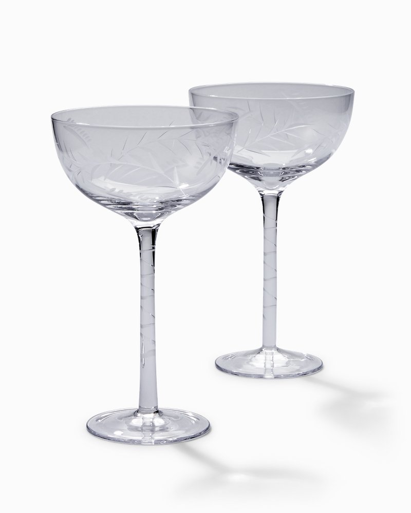 Etched Palm Martini Glasses - Set of 2