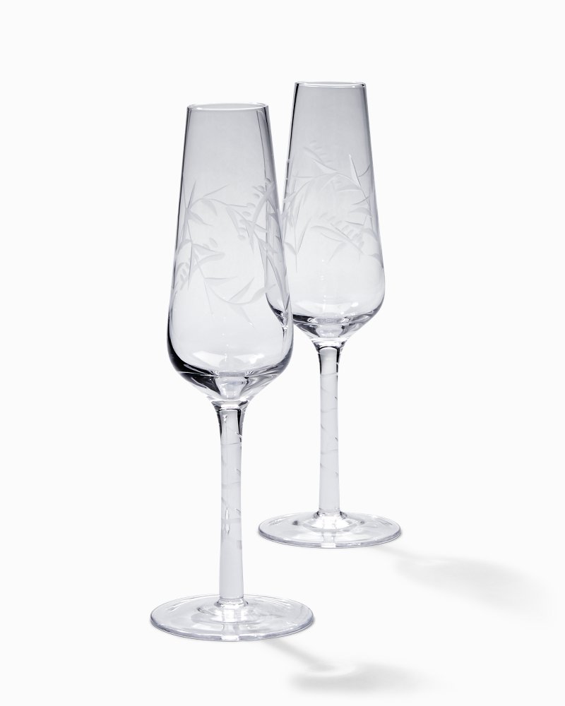 Etched Fronds Champagne Flute Set - Set of 2