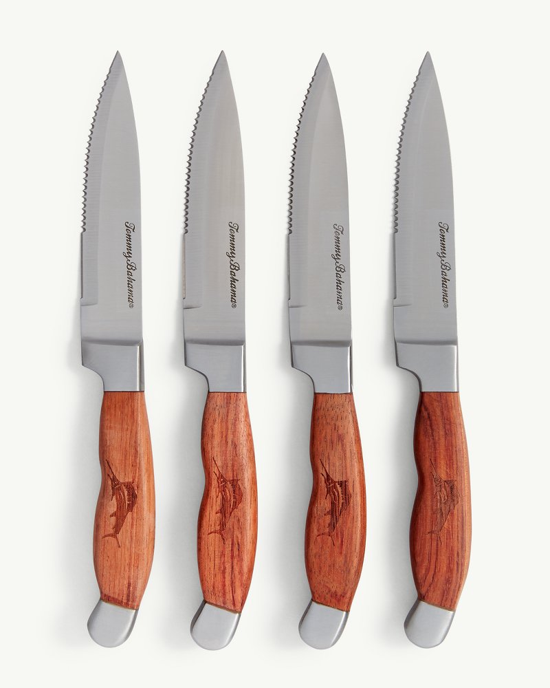 Rockport Steak Knife Set  Set of 4 Stainless Steel Rosewood