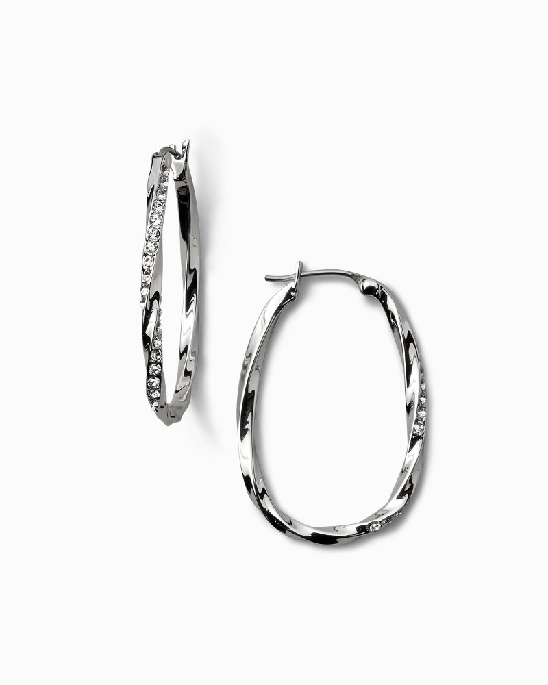 Twisted Pavé Hoop Earrings With Swarovski® Crystals