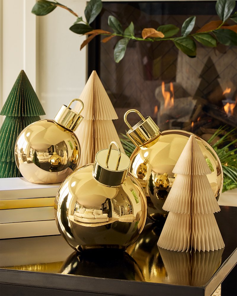 8-Inch Gold Glass LED Ornament