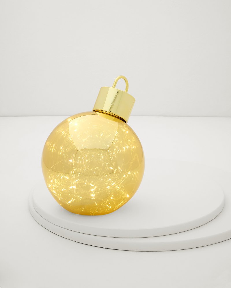 8-Inch Gold Glass LED Ornament