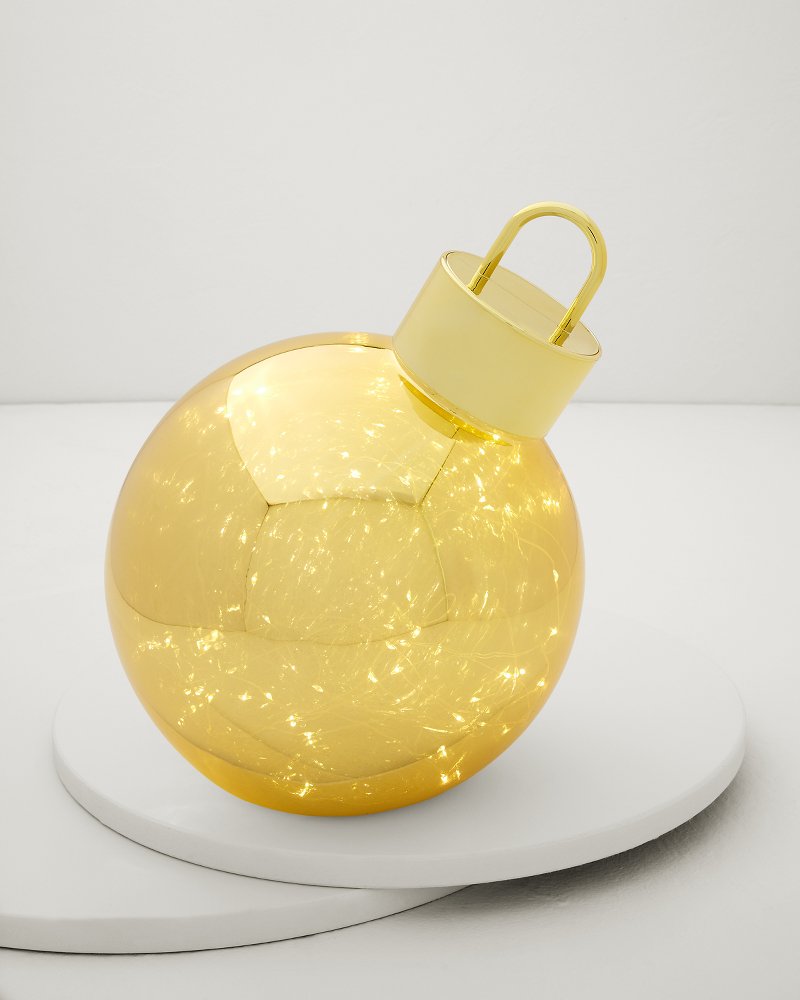 10-Inch Gold Glass LED Ornament