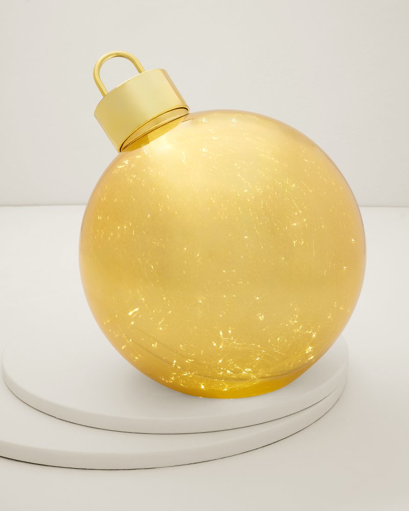 12-Inch Gold Glass LED Ornament