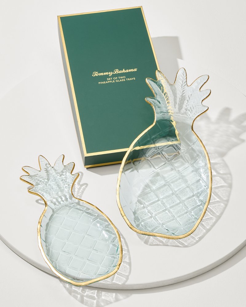 Glass Pineapple Trays — Set of 2