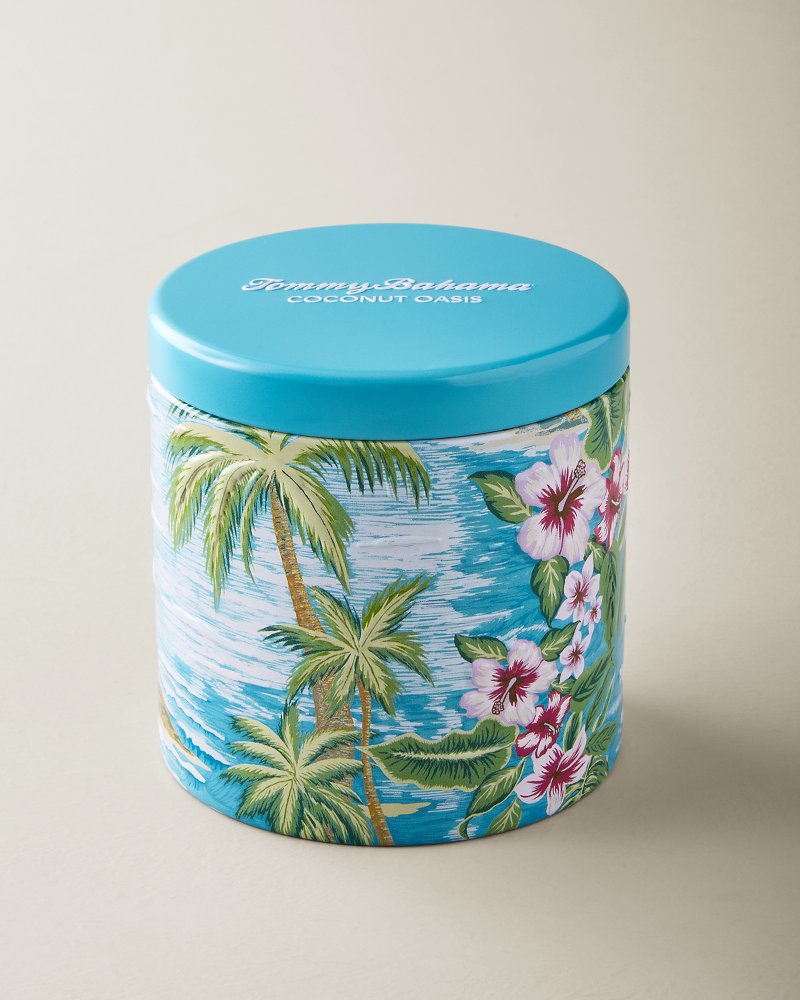 Coconut Oasis Embossed 10.6-oz. Candle Tin