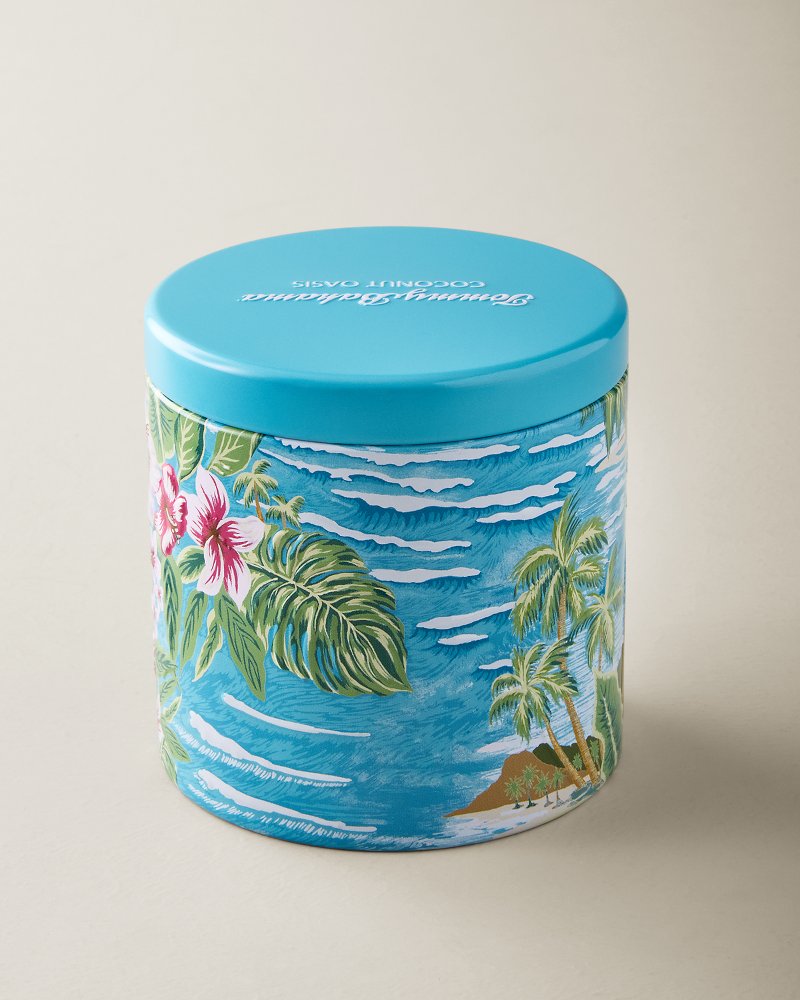 Coconut Oasis Embossed 10.6-oz. Candle Tin