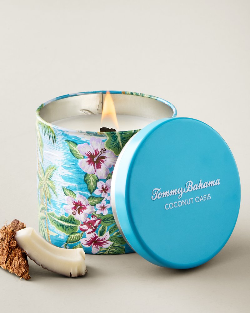 Coconut Oasis Embossed 10.6-oz. Candle Tin