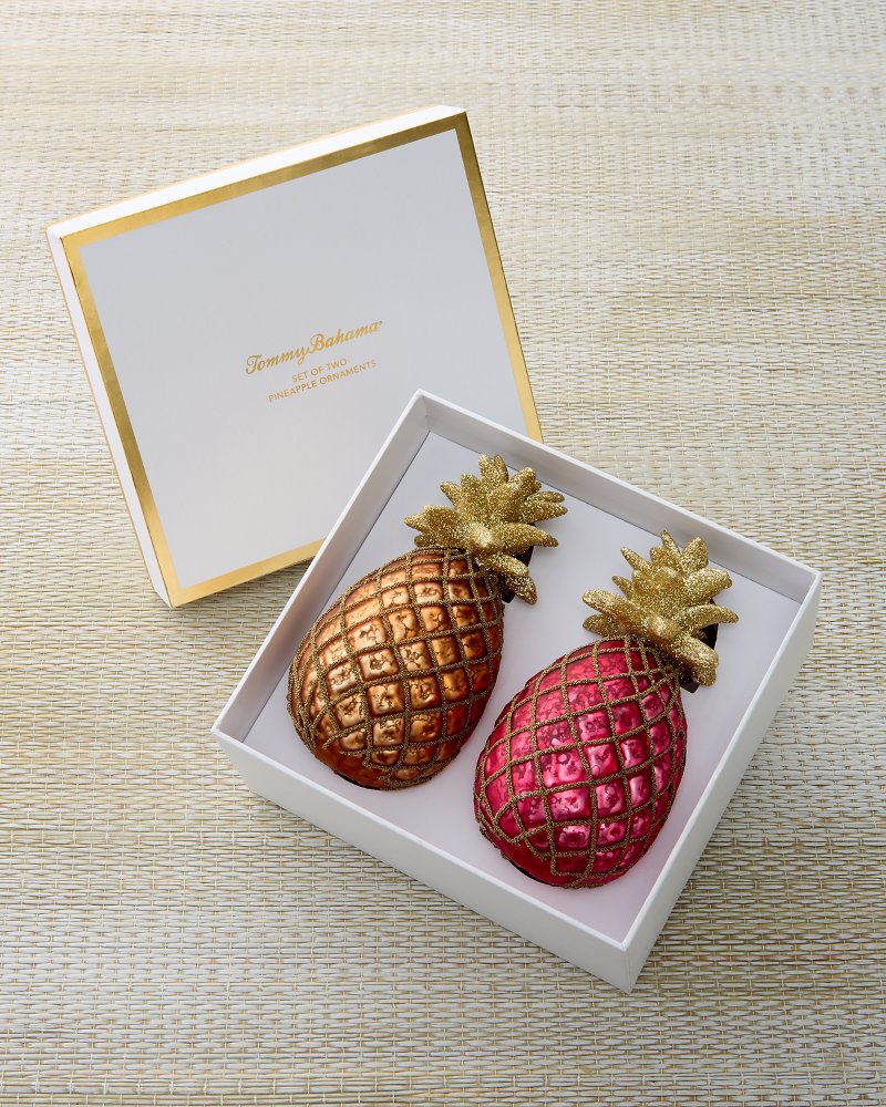 Pink and Gold Pineapple Ornaments - Set of 2