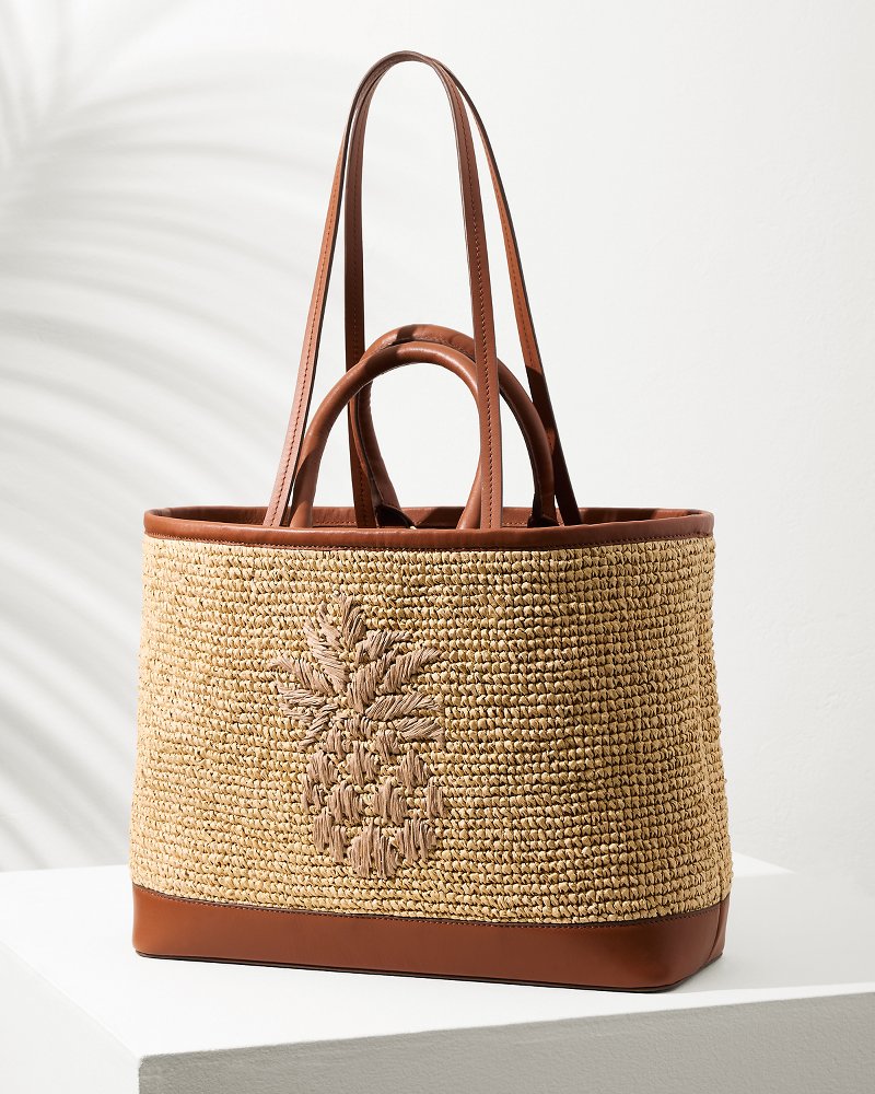 Raffia & Leather Pineapple Tote