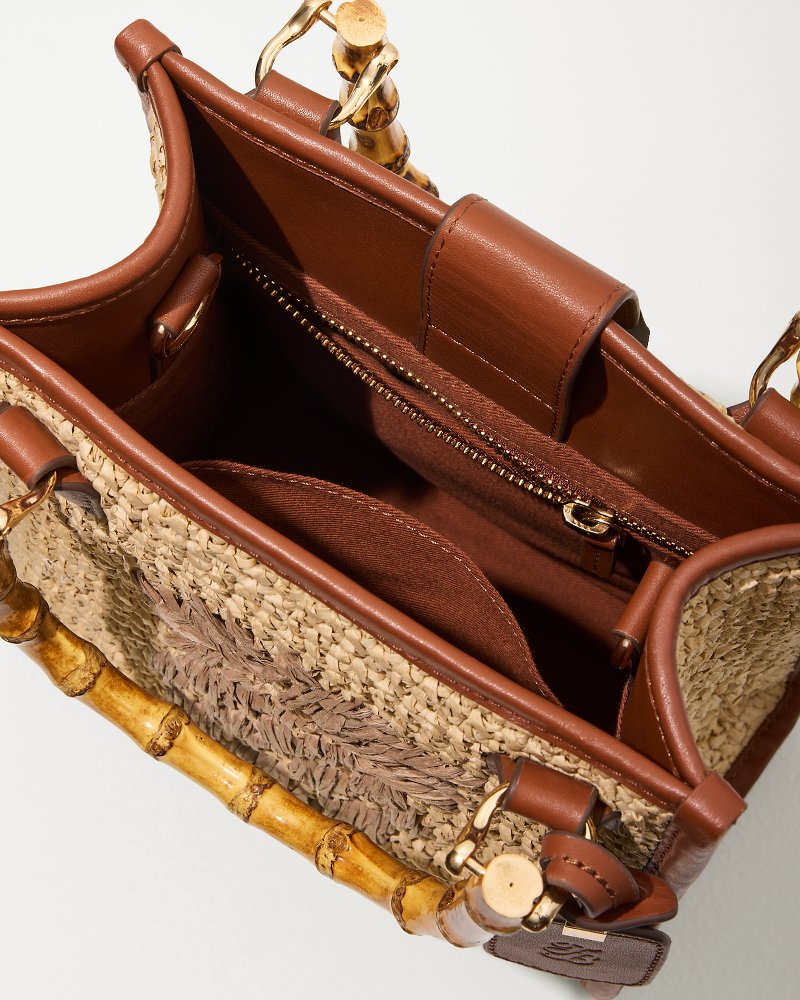 Thumbnail for Raffia & Leather Bamboo Mini Tote