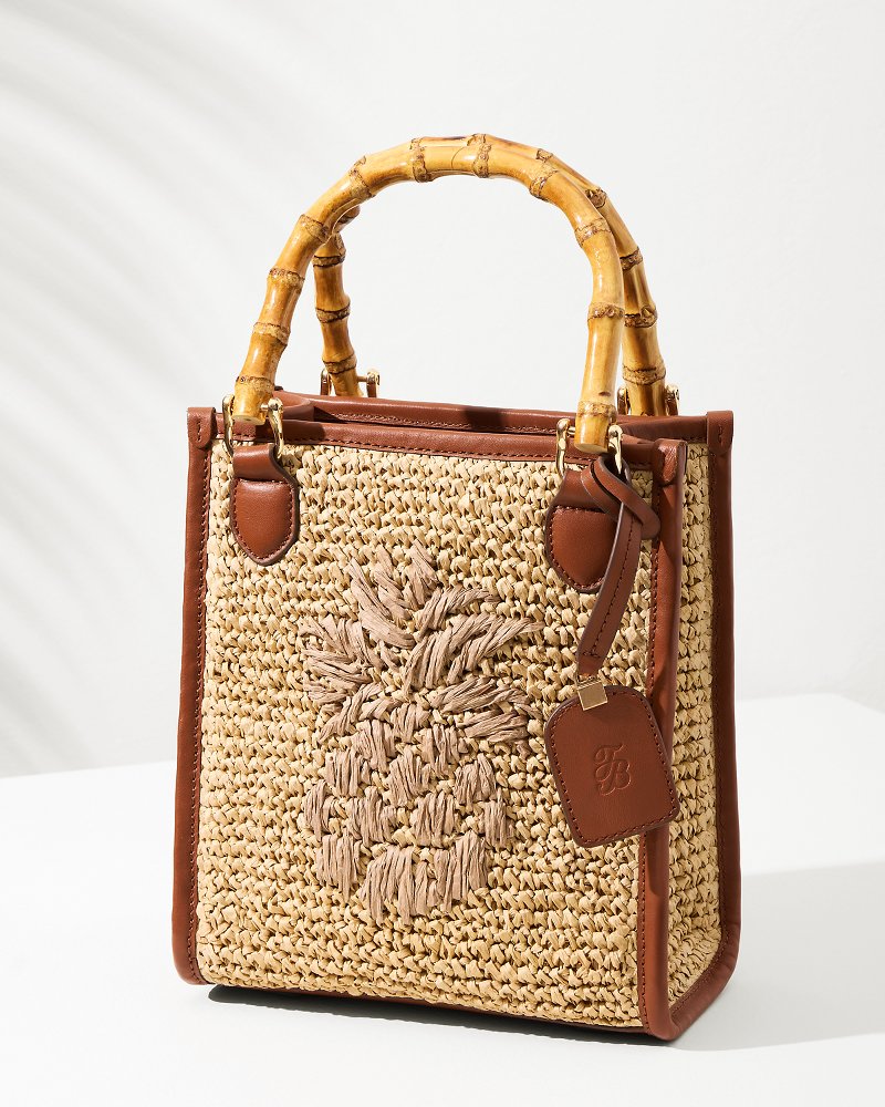 Raffia & Leather Bamboo Mini Tote