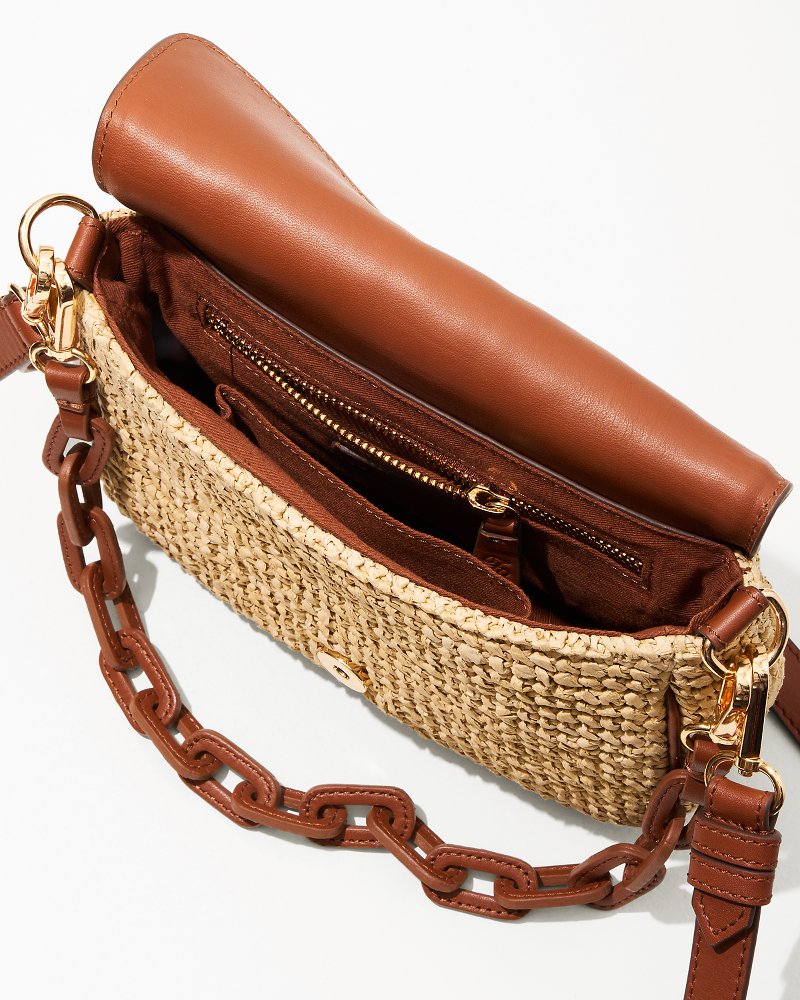 Raffia & Leather Chain Crossbody