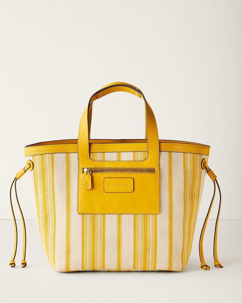 Canvas Yellow Stripe Large Tote