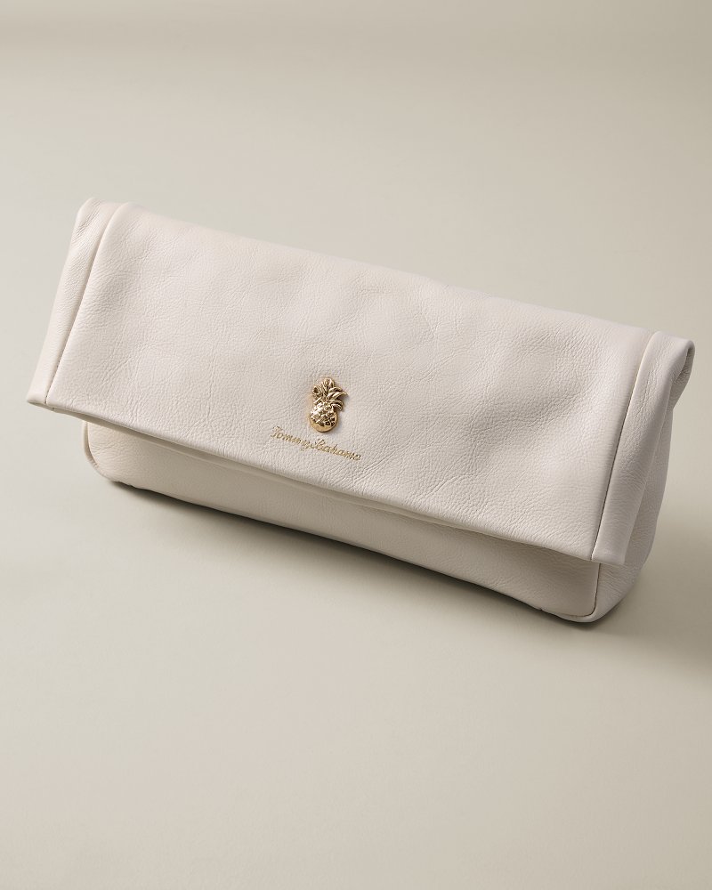 Foldover Leather Clutch