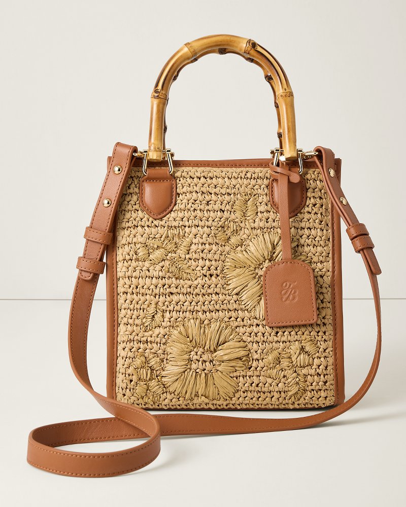 Tommy Bahama Celine Floral Embroidery Bamboo Tote