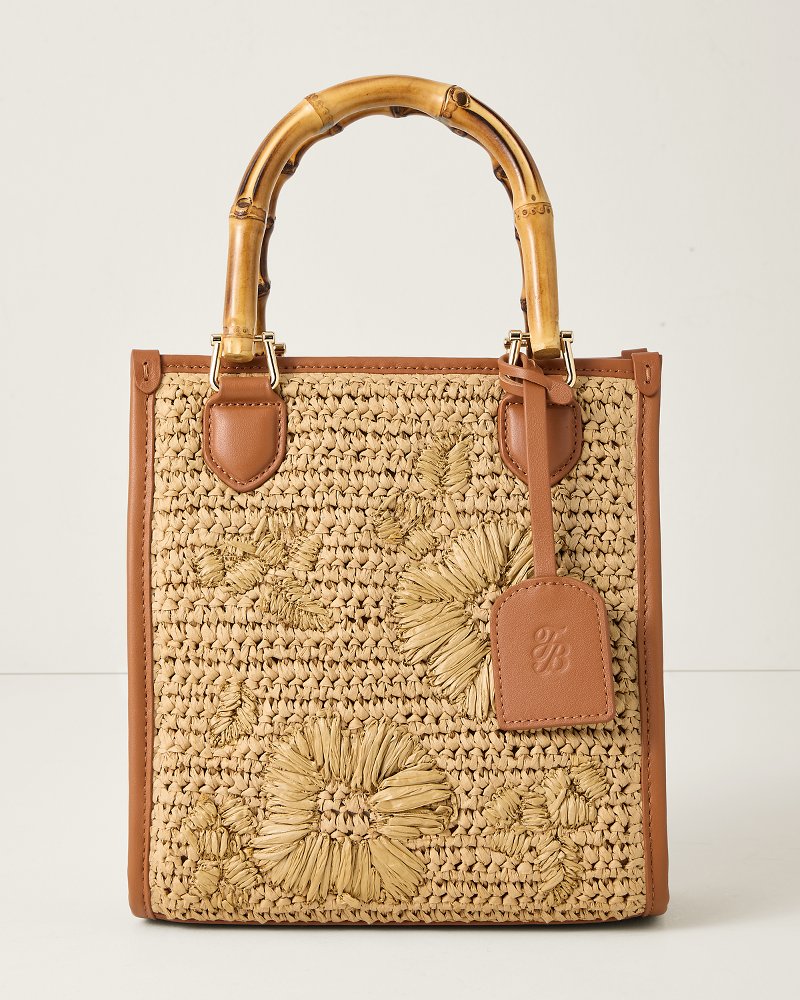 Tommy Bahama Celine Floral Embroidery Bamboo Tote