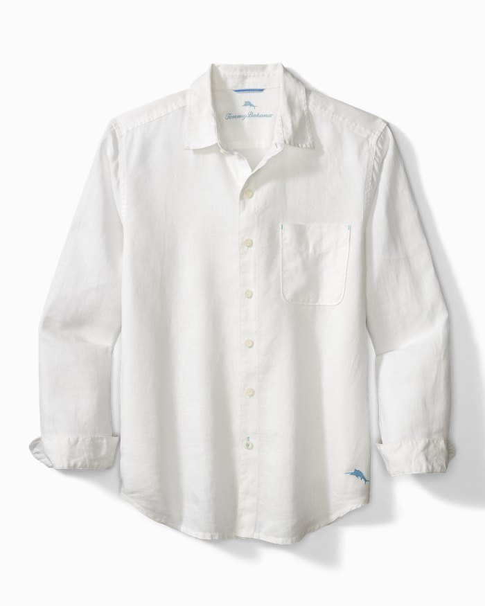 Tommy Bahama Mens L/S Linen Shirt 3XLT 3XT White Sea Glass Breezer Relax Beach