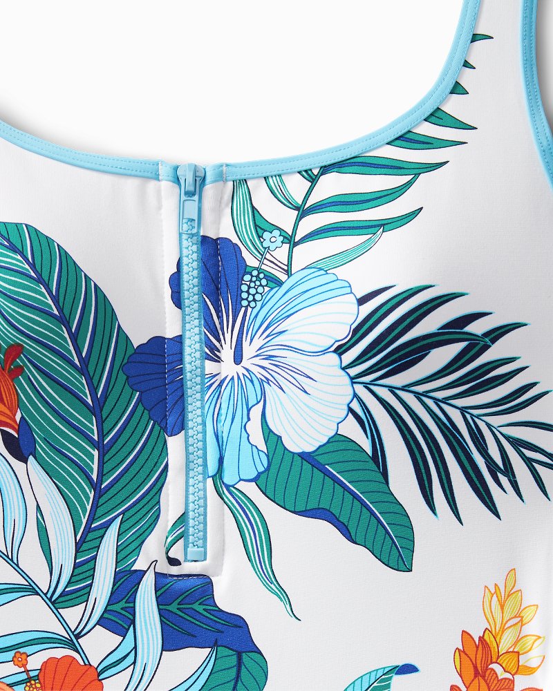 Hibiscus of Paradise Zip-Front One-Piece Swimsuit