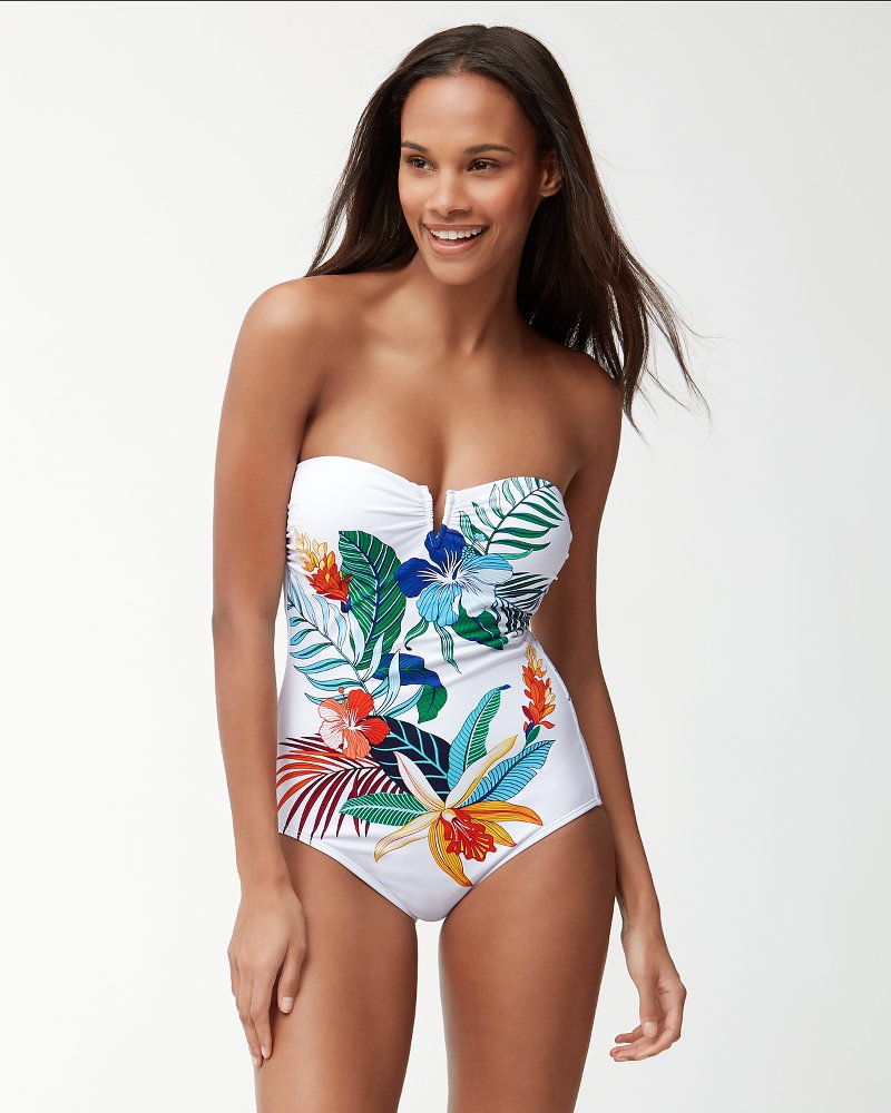 Tommy Bahama Pearl Shirred Bandeau One-Piece