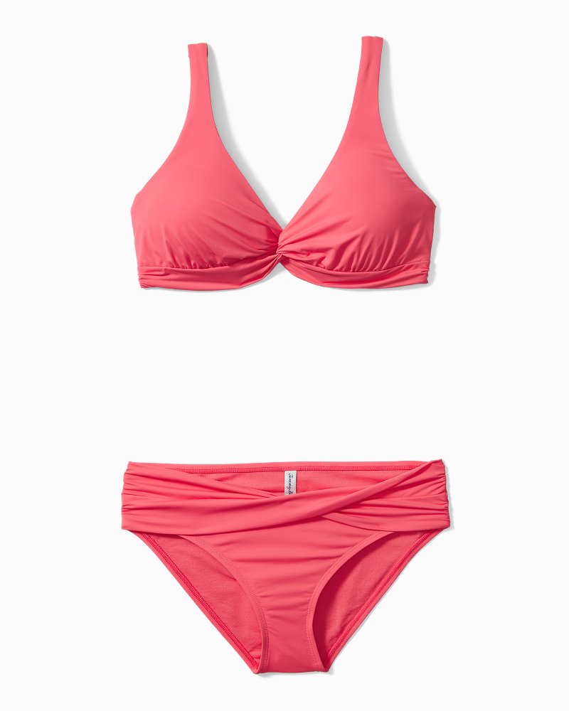 Pearl High-Waist Twist-Front Bikini Bottoms