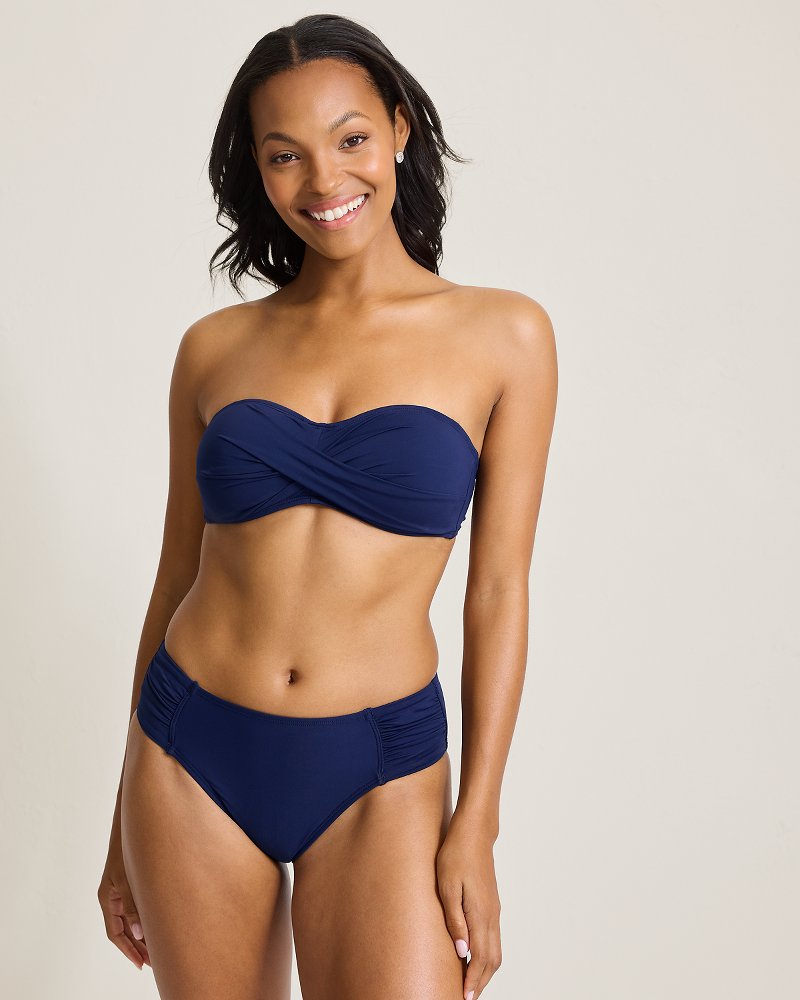 Pearl High-Waist Twist-Front Bikini Bottoms