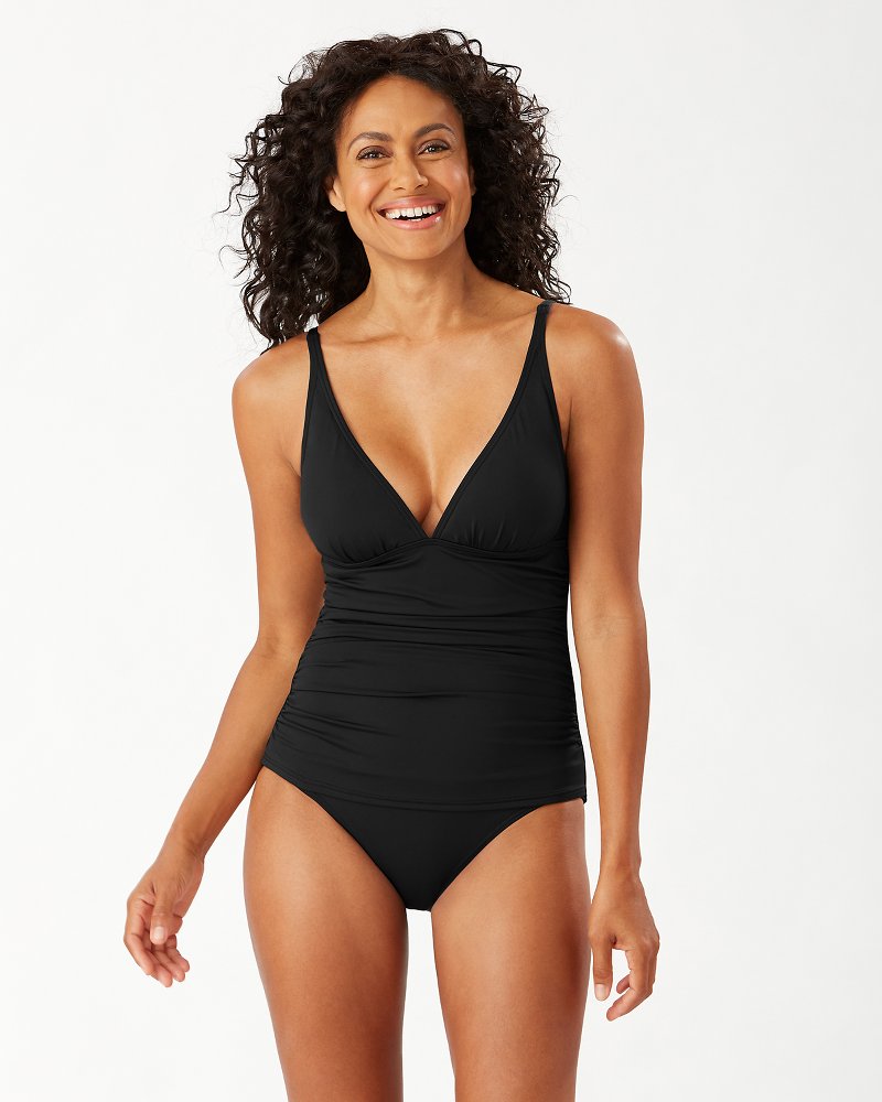 Tommy Bahama Pearl Solids Cross Front One Piece Swimsuit (D/DD Cup) at