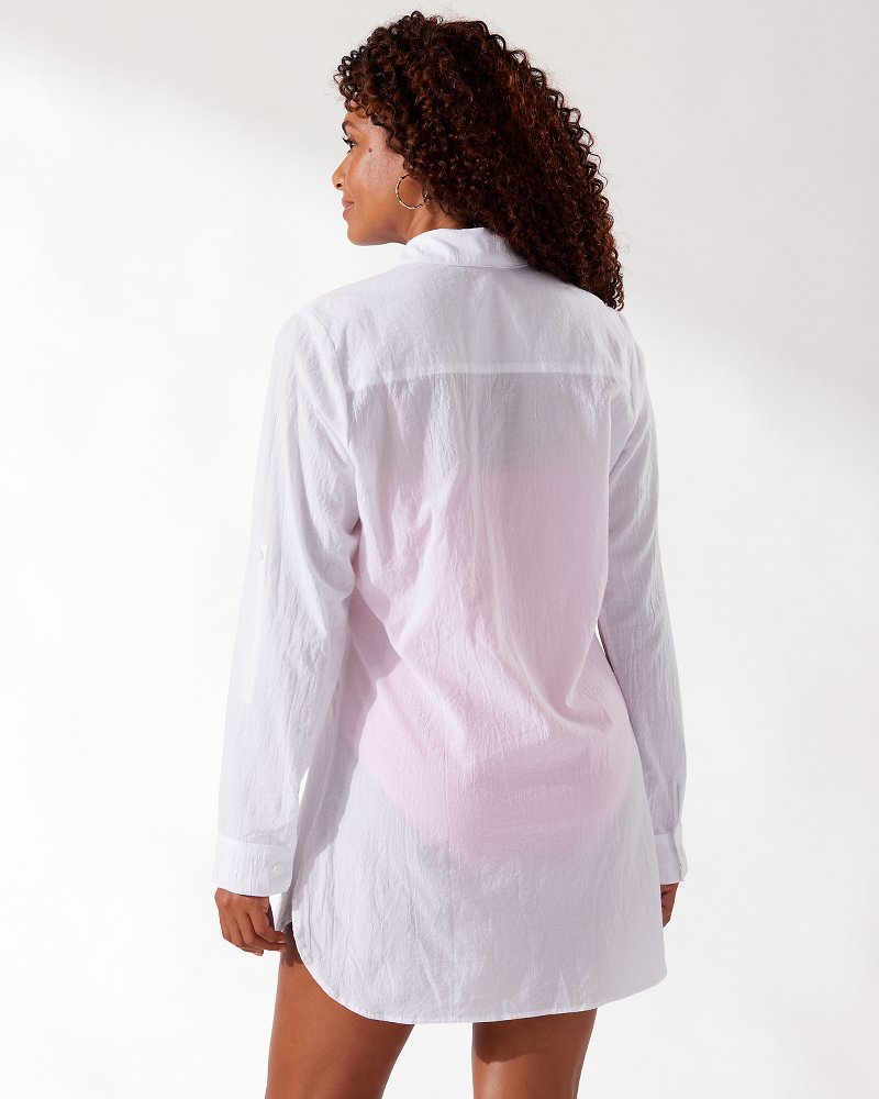 Crinkle Cotton Boyfriend Shirt